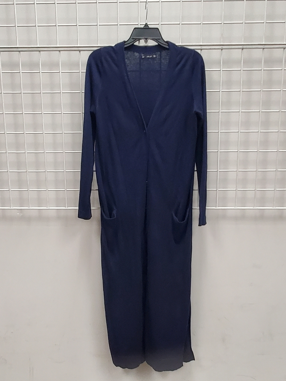 Zara Navy Long-Sleeve Maxi Cardigan Dress